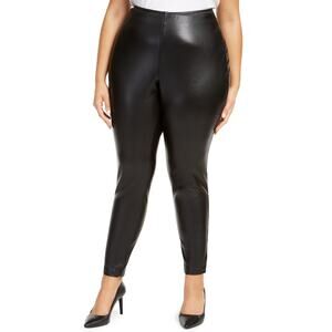 Vince Camuto High Rise Faux-Leather Legging Pants Rich Black Plus Size 2X